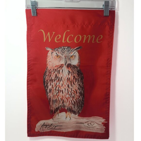 Welcome Owl Garden Flag by Angie Bryan Creations - Original Artwork - Picture 2 of 7